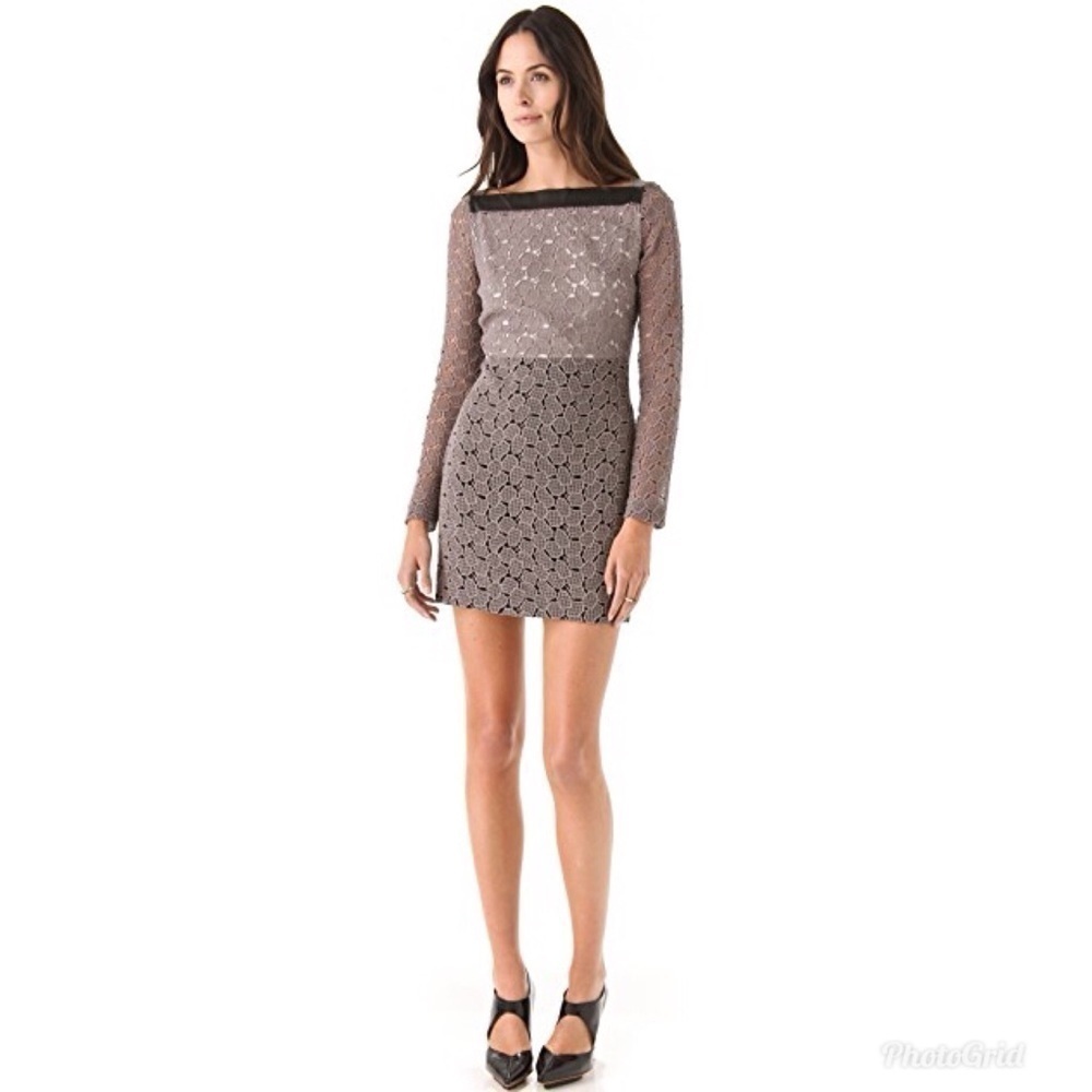Diane Von Furstenberg Sarita Leather & Lace Dress